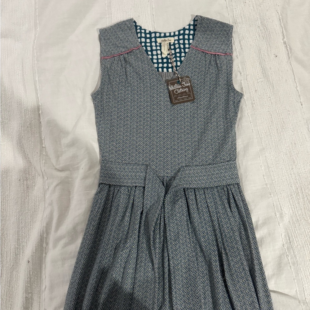 Matilda Jane Gray Pleated Sundress Sleeveless V-Neck